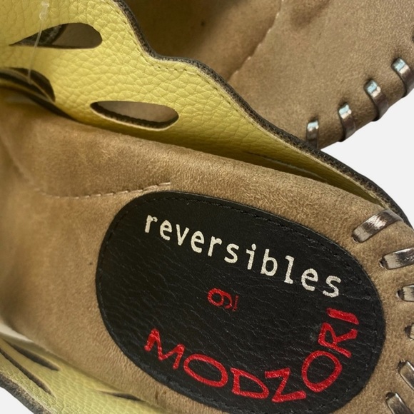 NWOB Modzori Troya 3 Reversible Wedge Thong Platform Sandals Butter/Pewter Sz 9 - Picture 5 of 8